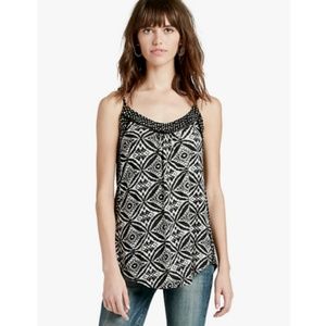 NEW LUCKY BRAND Ikat Print Linen Mix Tank Top XS